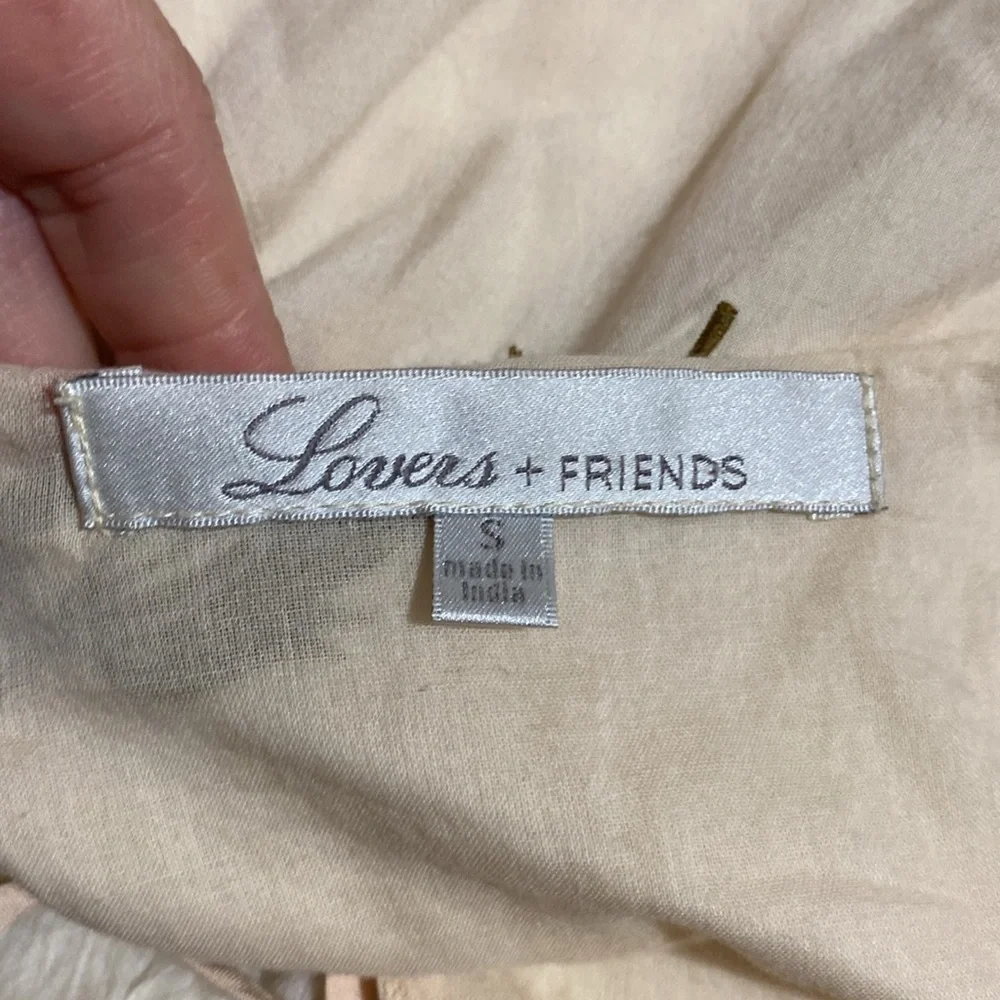 Lovers & Friends Revolve Cream Embroidered Shift Floral Dress Sleeveless‎ Mini S